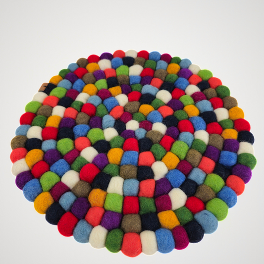 12-Inch Pom Pom Ball Round Placemat-Set Of 2Pcs.