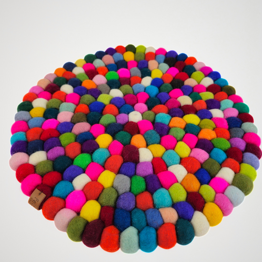 14-Inch Pom Pom Ball Round Placemat-Set Of 2Pcs.