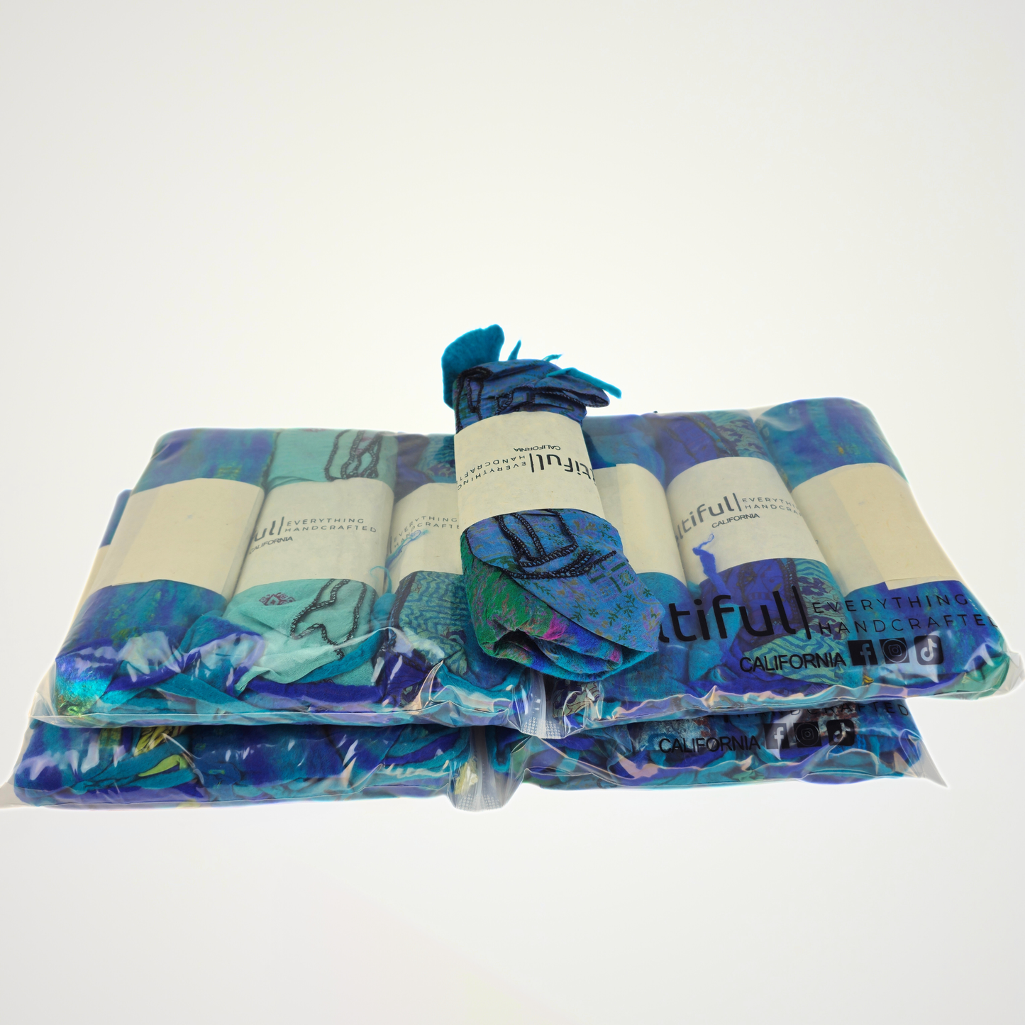 Saree Blue & Turq. Lace Felted Scarf