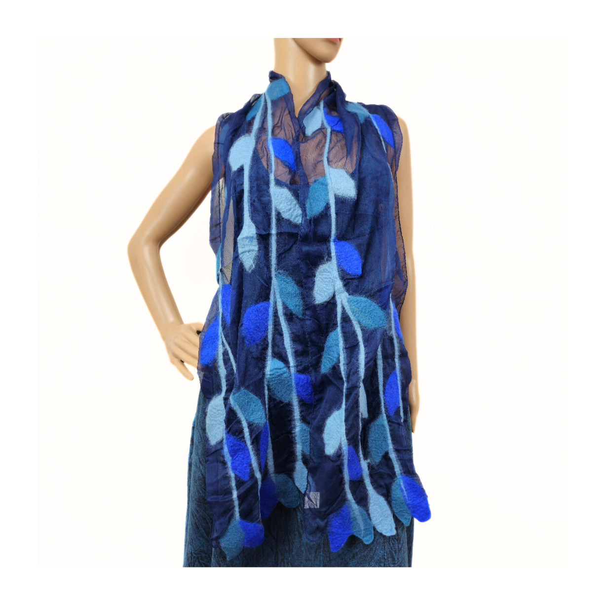 Silk & Merino Wool Blend Leaf Felted Scarf