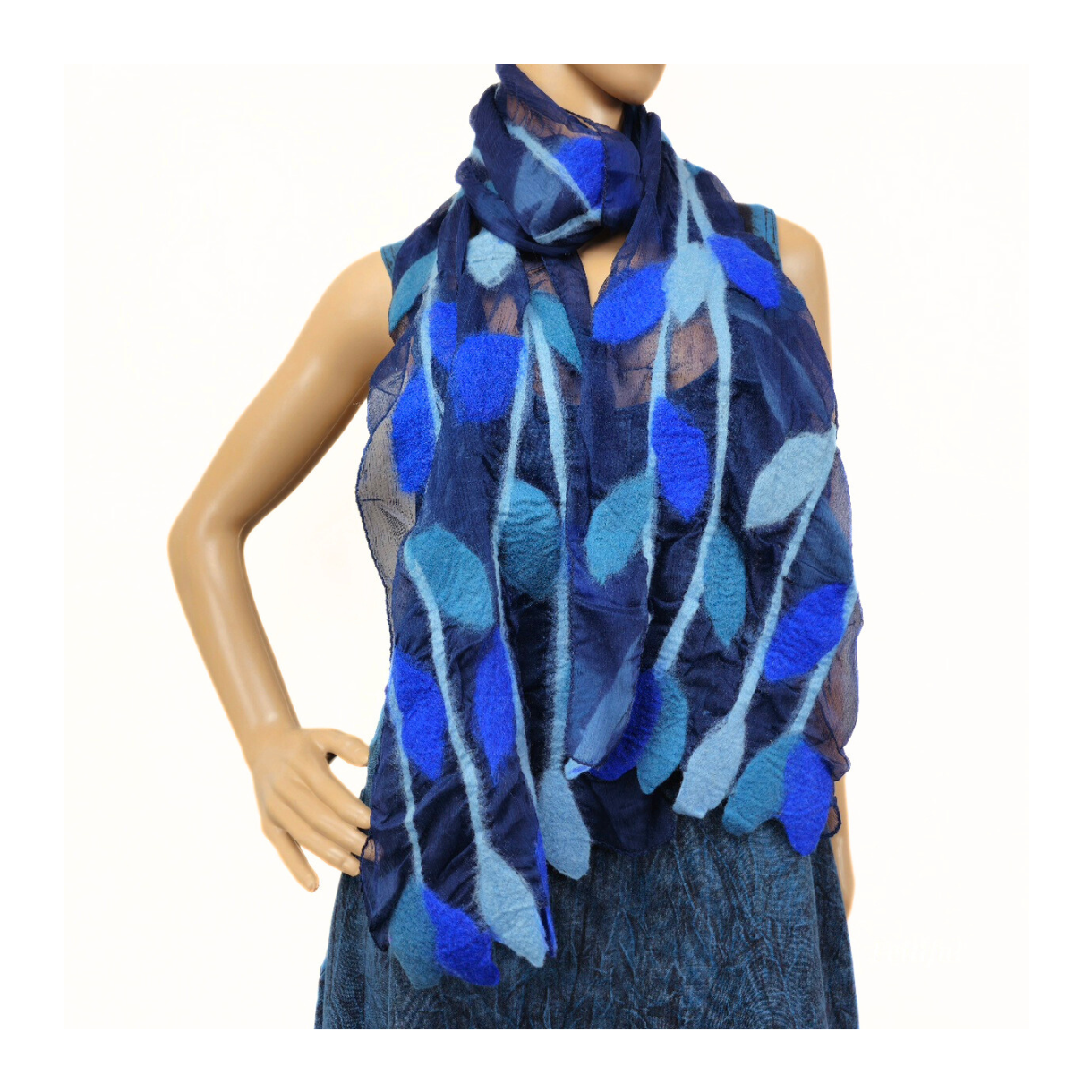 Silk & Merino Wool Blend Leaf Felted Scarf