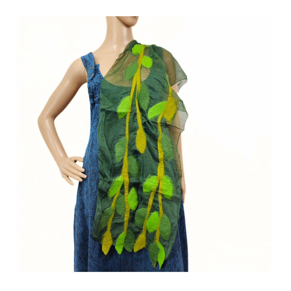 Silk & Merino Wool Blend Leaf Felted Scarf