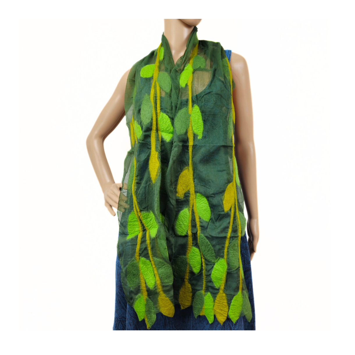 Silk & Merino Wool Blend Leaf Felted Scarf