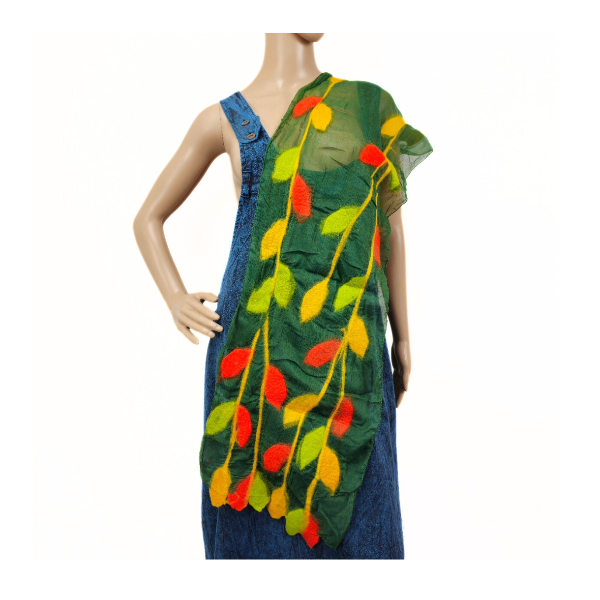 Silk & Merino Wool Blend Leaf Felted Scarf