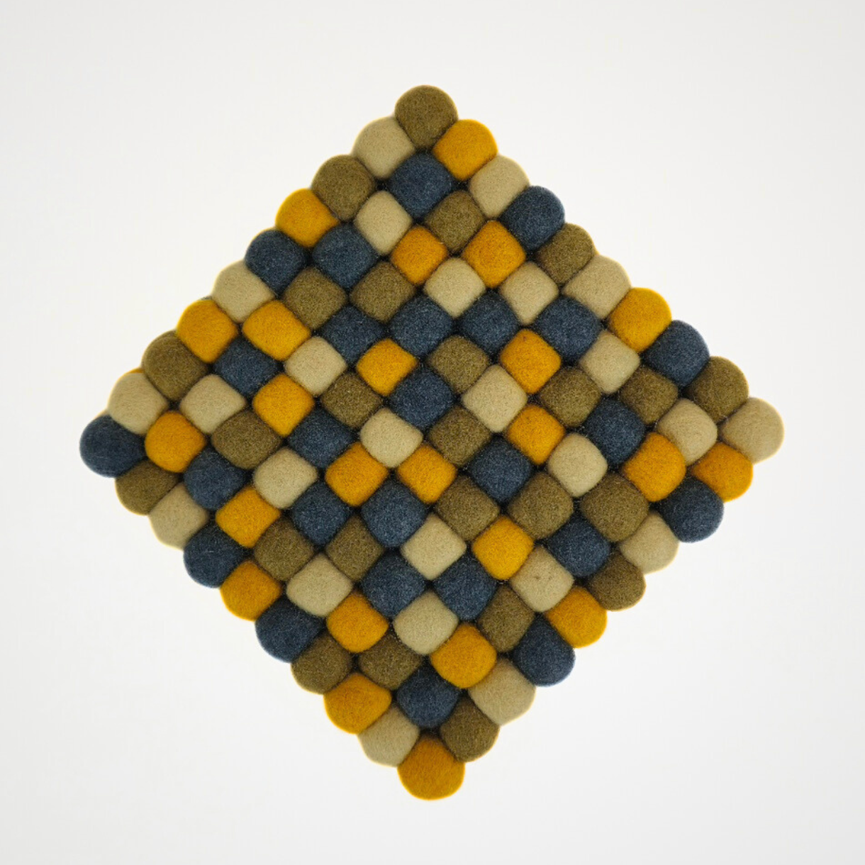 Multi Mustard & More Pom Pom Ball Trivet-Set Of 2Pcs.