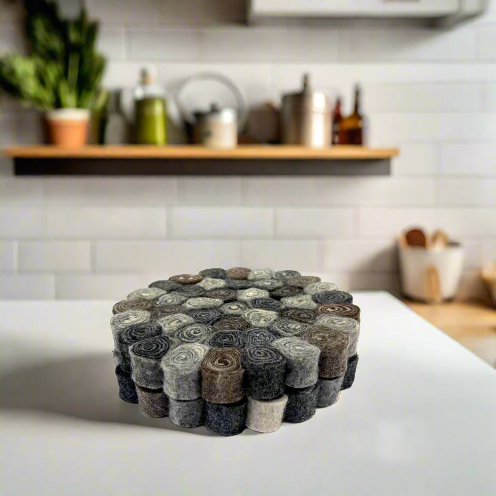 Pom Pom Candy Cut Trivet-Set Of 2Pcs.