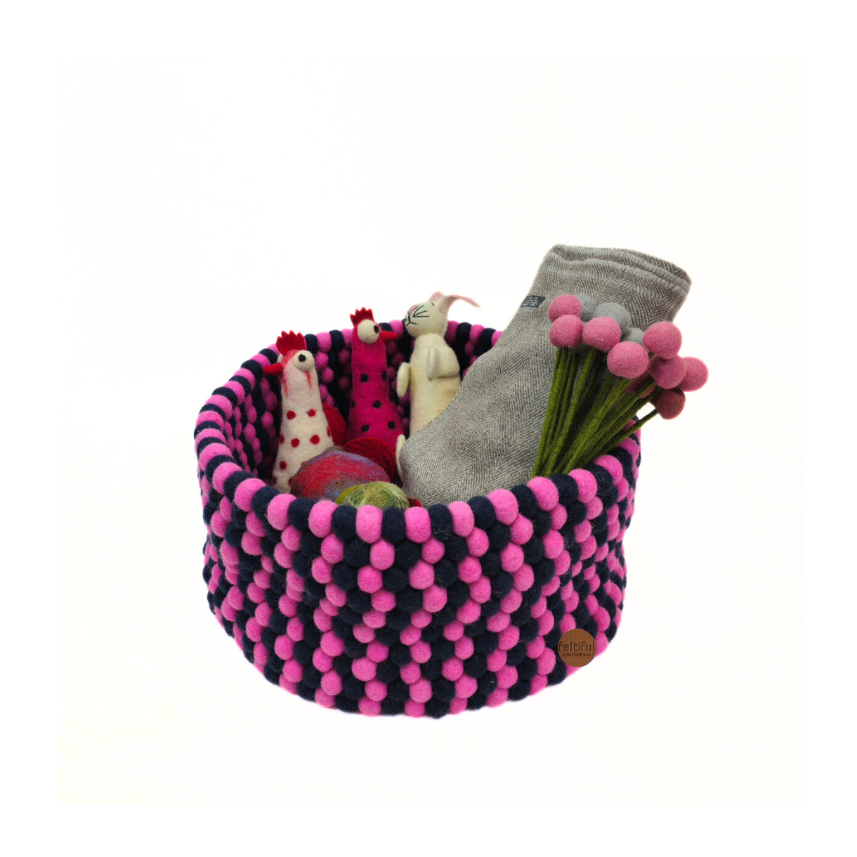 18x8 Inches Felt Ball Pom Pom Basket