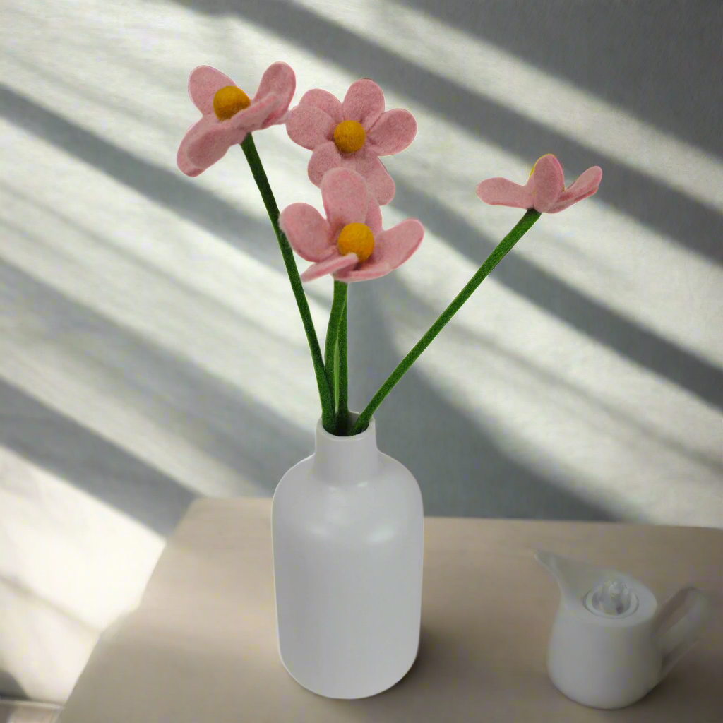 Hand Felted Baby Pink Daisy Flower
