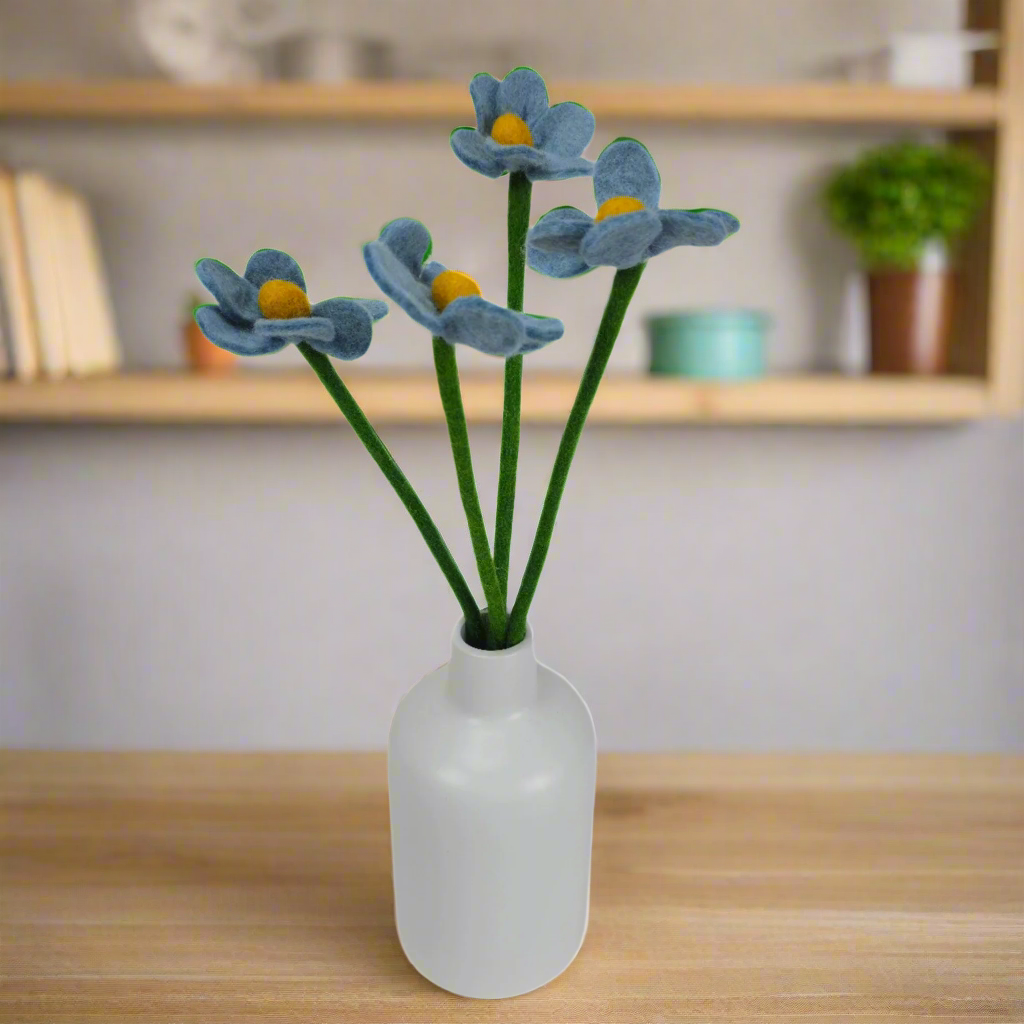 Hand Felted Off-Blue Daisy Flower