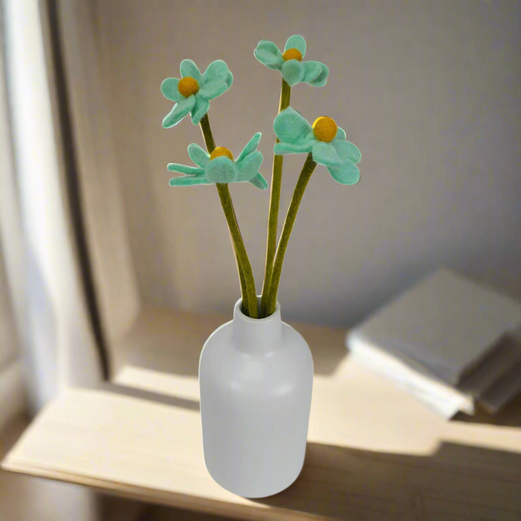 Hand Felted Turquoise Daisy Flower