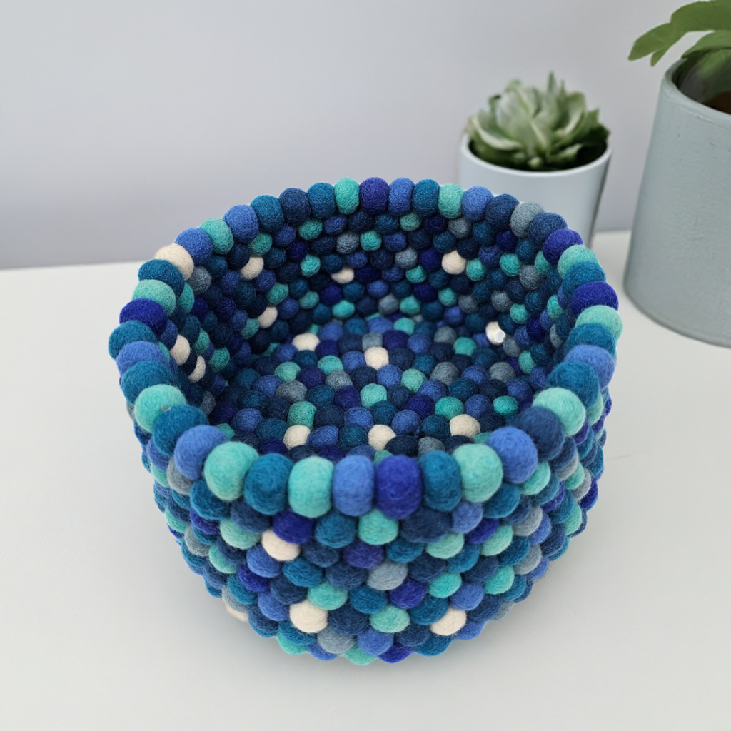 11x7 Inches Pom Pom Felt Ball Basket