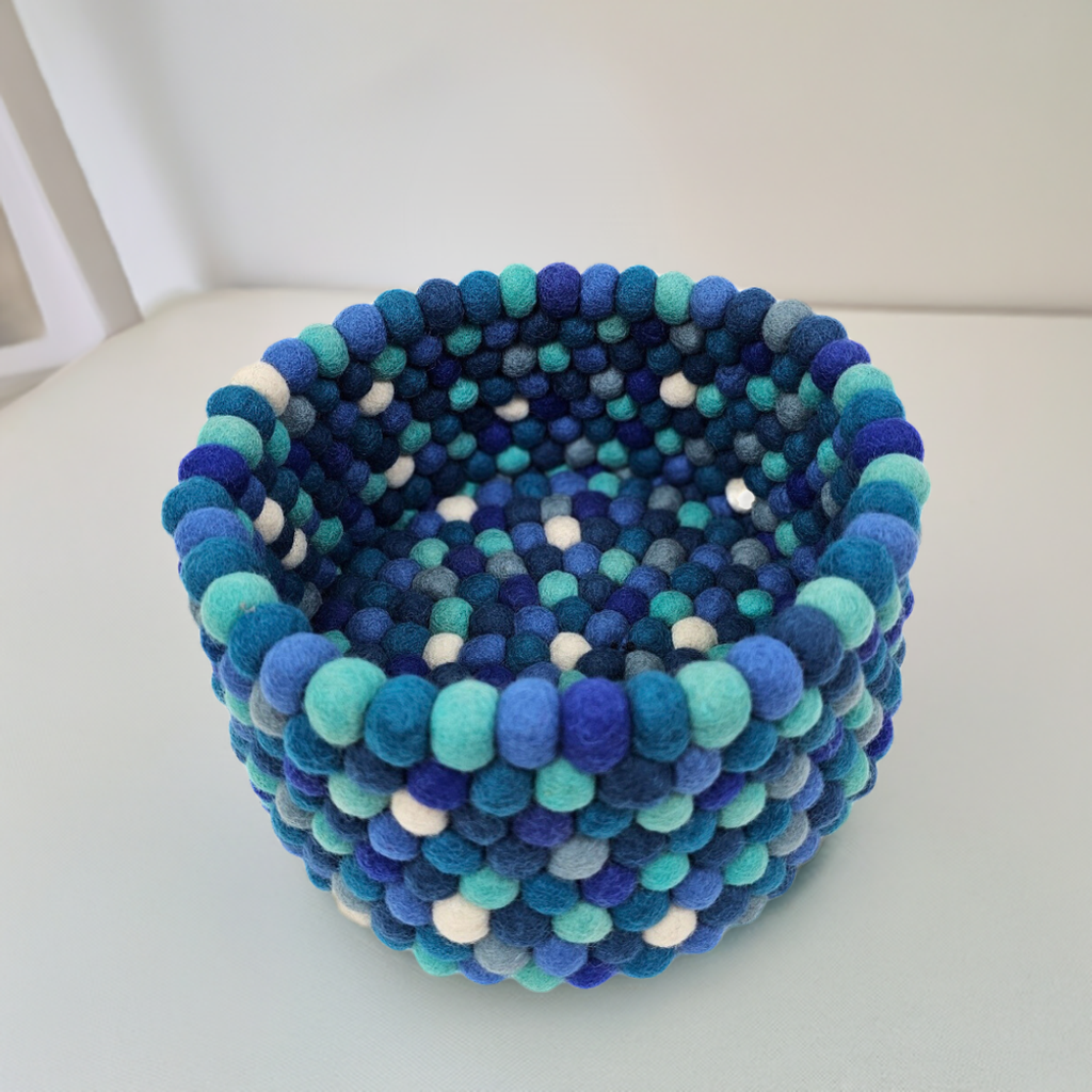 11x7 Inches Pom Pom Felt Ball Basket
