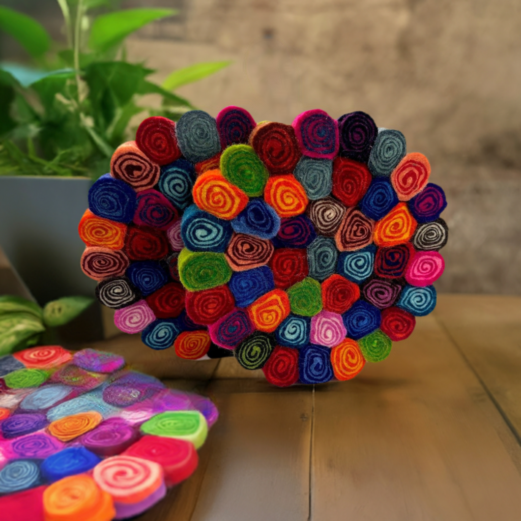 Pom Pom Candy Cut Trivet-Set Of 2Pcs.