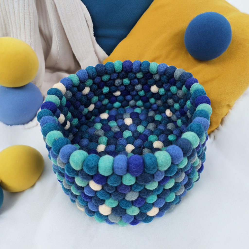 11x7 Inches Pom Pom Felt Ball Basket
