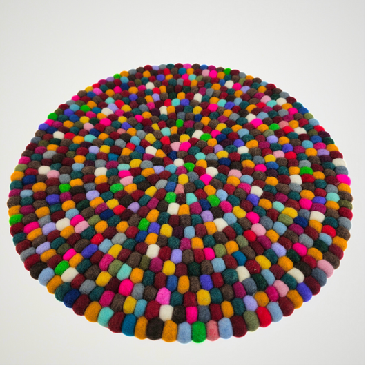 15.5-Inch Pom Pom Small Ball Round Placemat-Set Of 2Pcs.