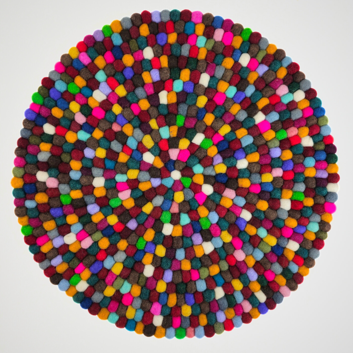 15.5-Inch Pom Pom Small Ball Round Placemat-Set Of 2Pcs.