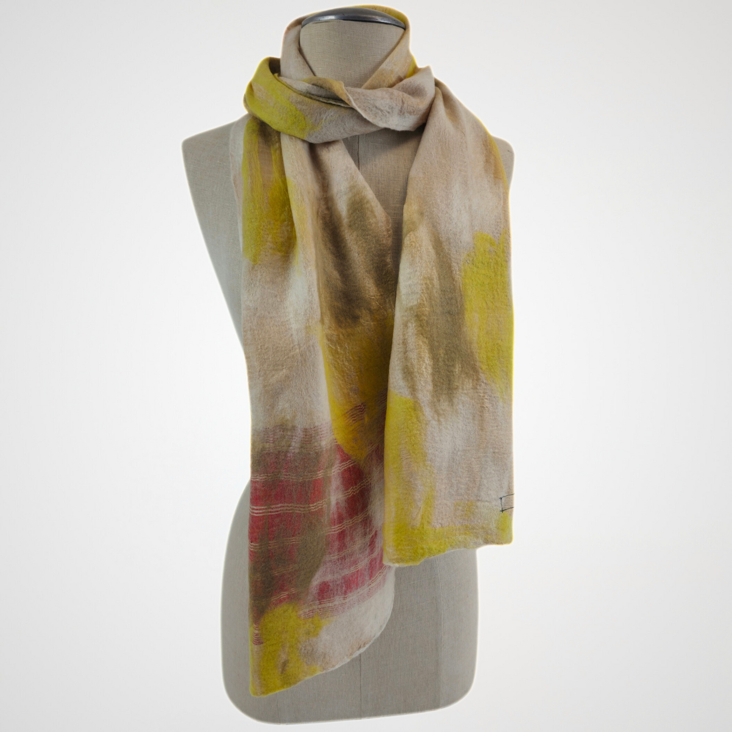 Merino Wool and Silk Sari Felted Scarf