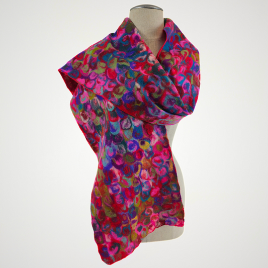 Multi color Merino Wool & Silk Felted Scarf