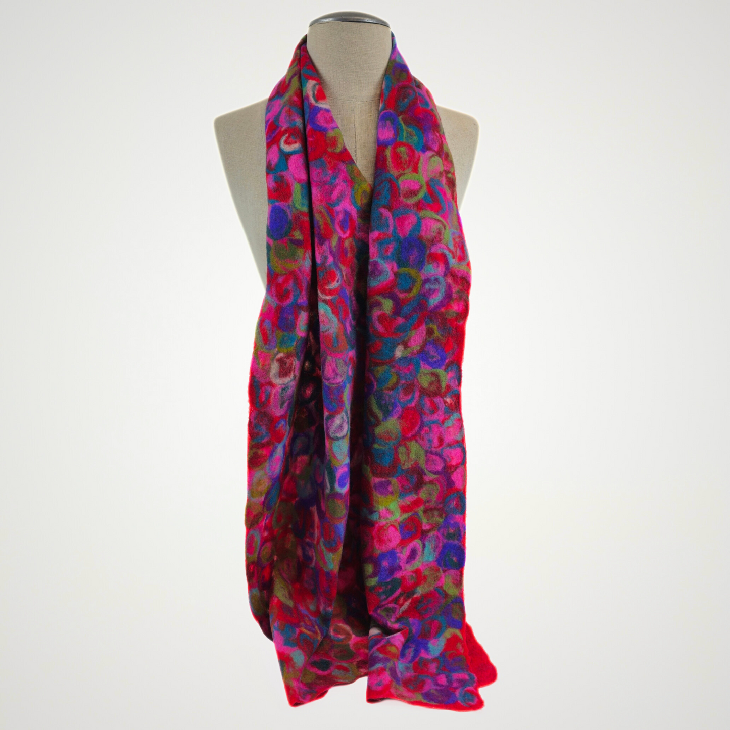 Multi color Merino Wool & Silk Felted Scarf