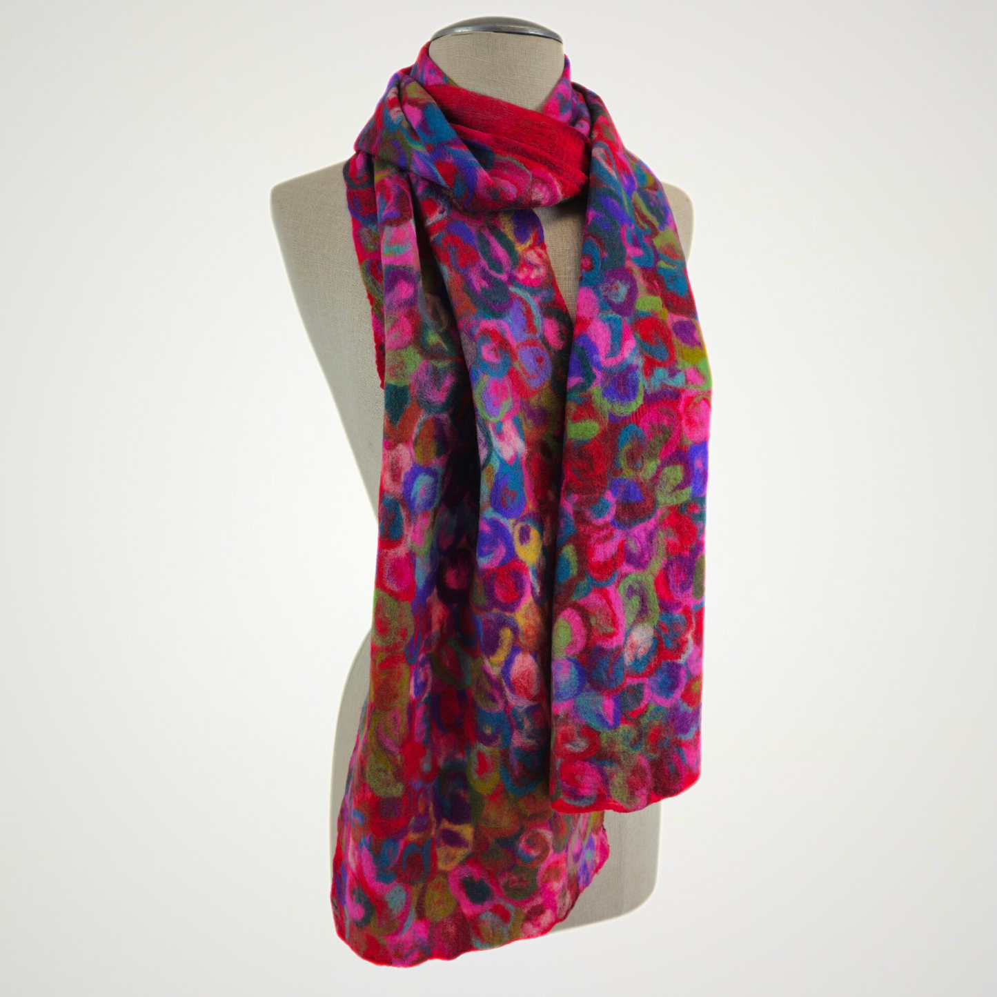 Multi color Merino Wool & Silk Felted Scarf