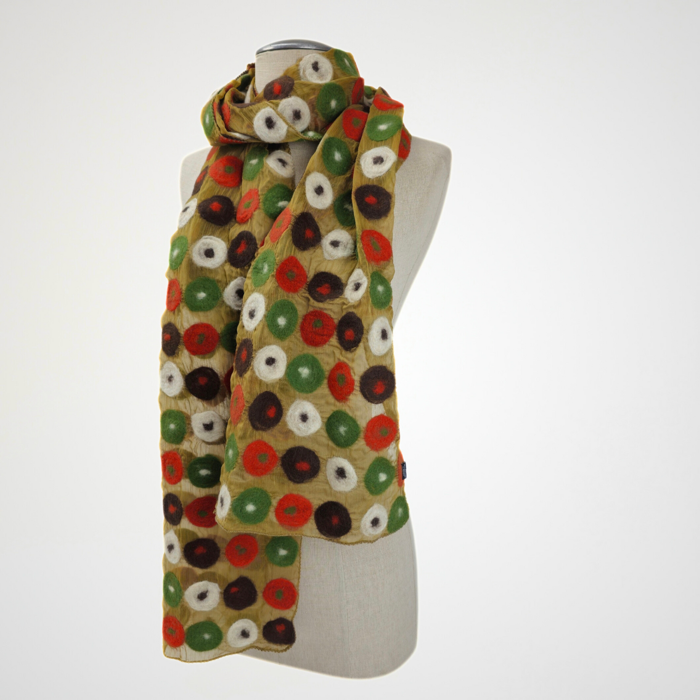 Multi Polka Dotted Merino Wool Felted Scarf