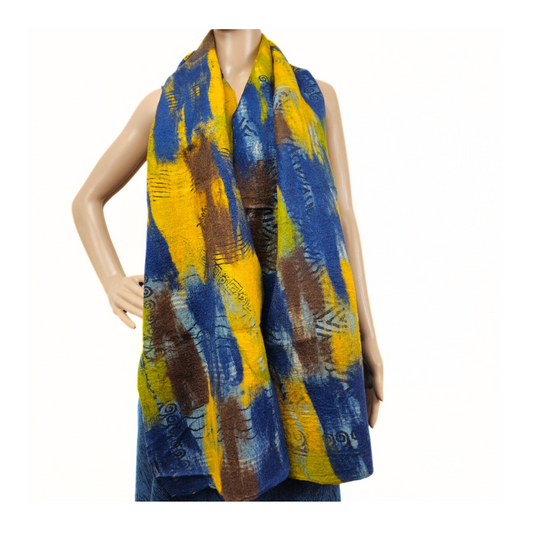 Merino Wool & Sari Silk Felted Scarf