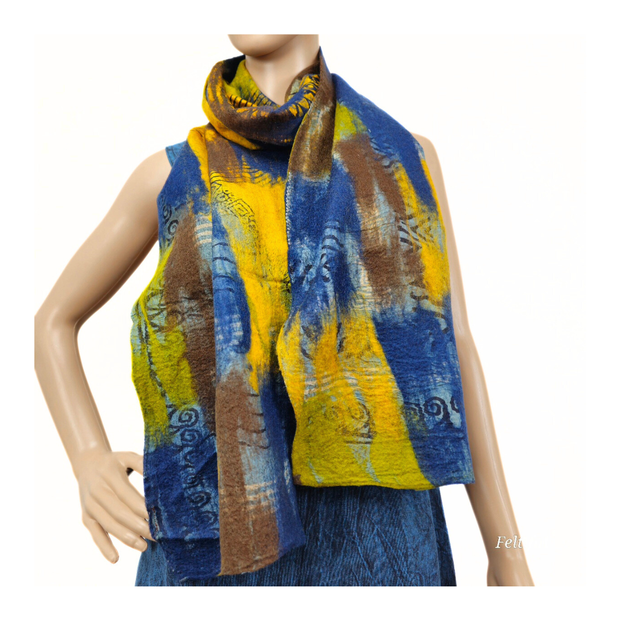 Merino Wool & Sari Silk Felted Scarf