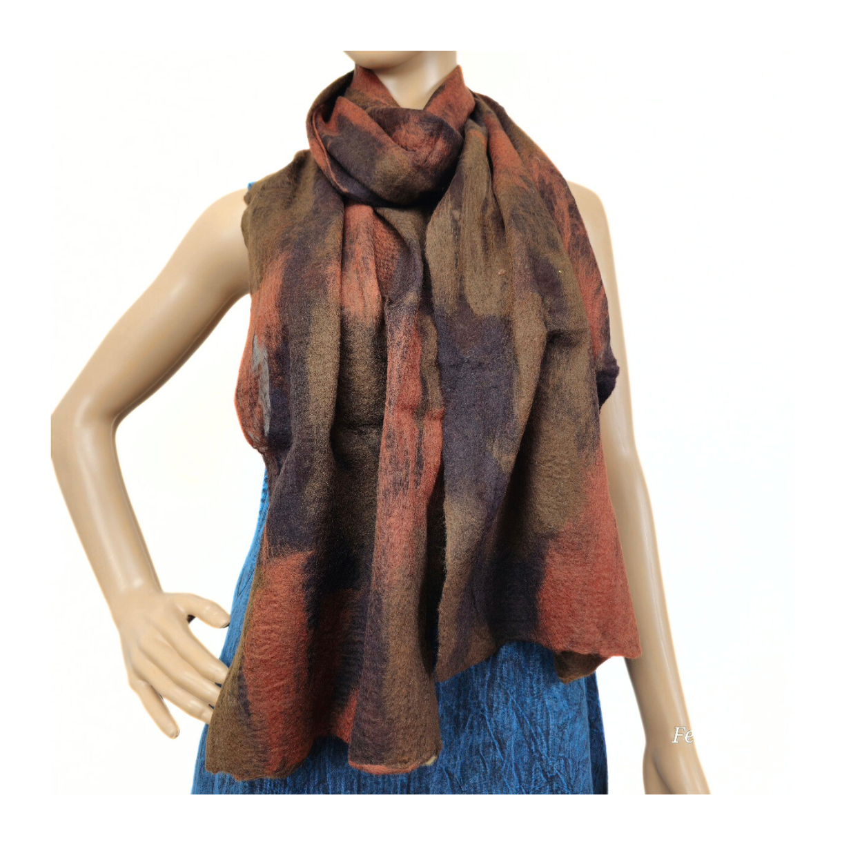 Merino Wool & Sari Silk Felted Scarf