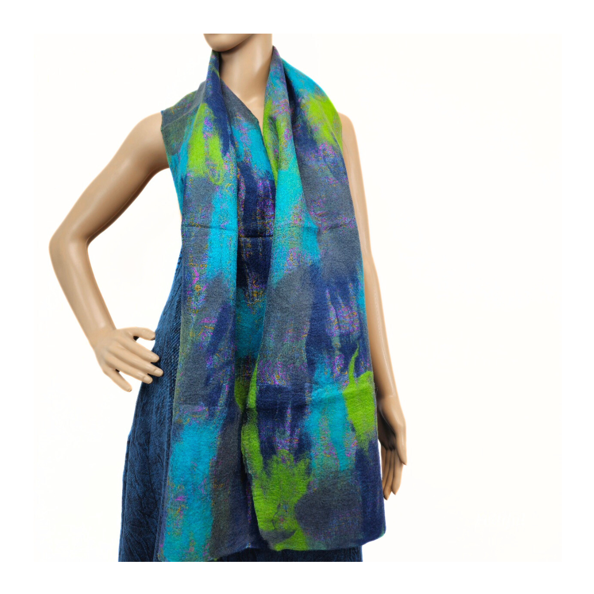 Merino Wool & Sari Silk Felted Scarf