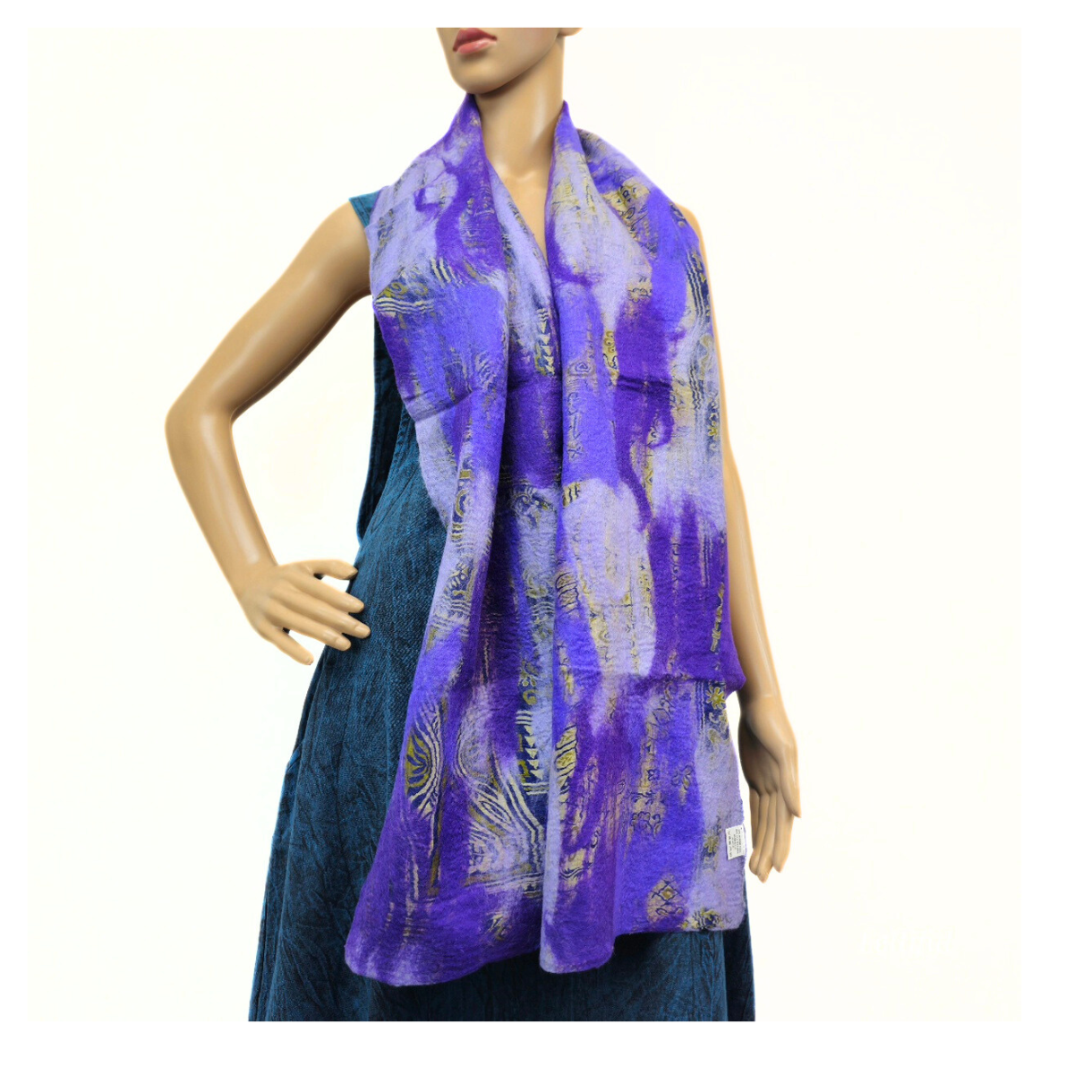 Merino Wool & Sari Silk Felted Scarf