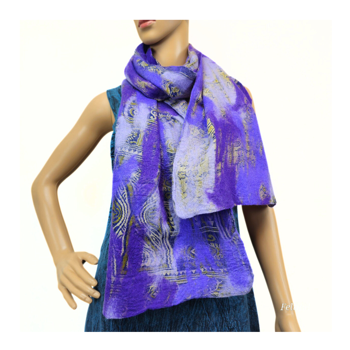 Merino Wool & Sari Silk Felted Scarf