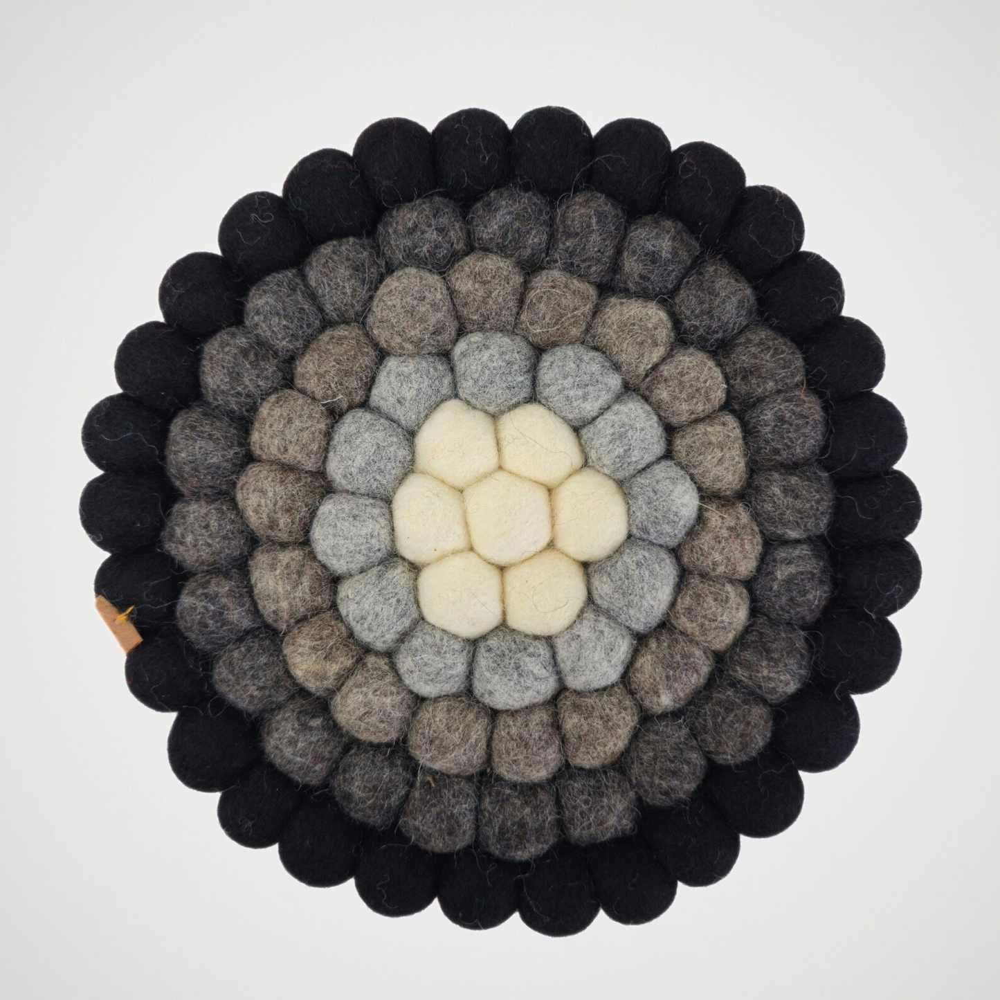 Black & White Pom Pom Felted Ball Trivet-Set Of 2Pcs.