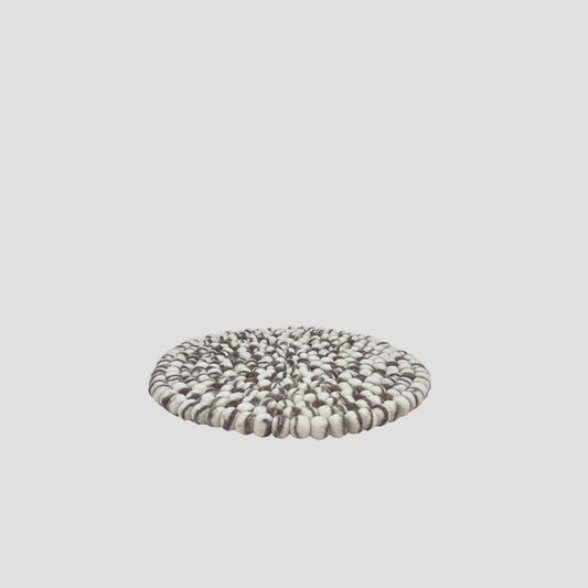 White-Brown Felt Ball Round Mat for Home Décor