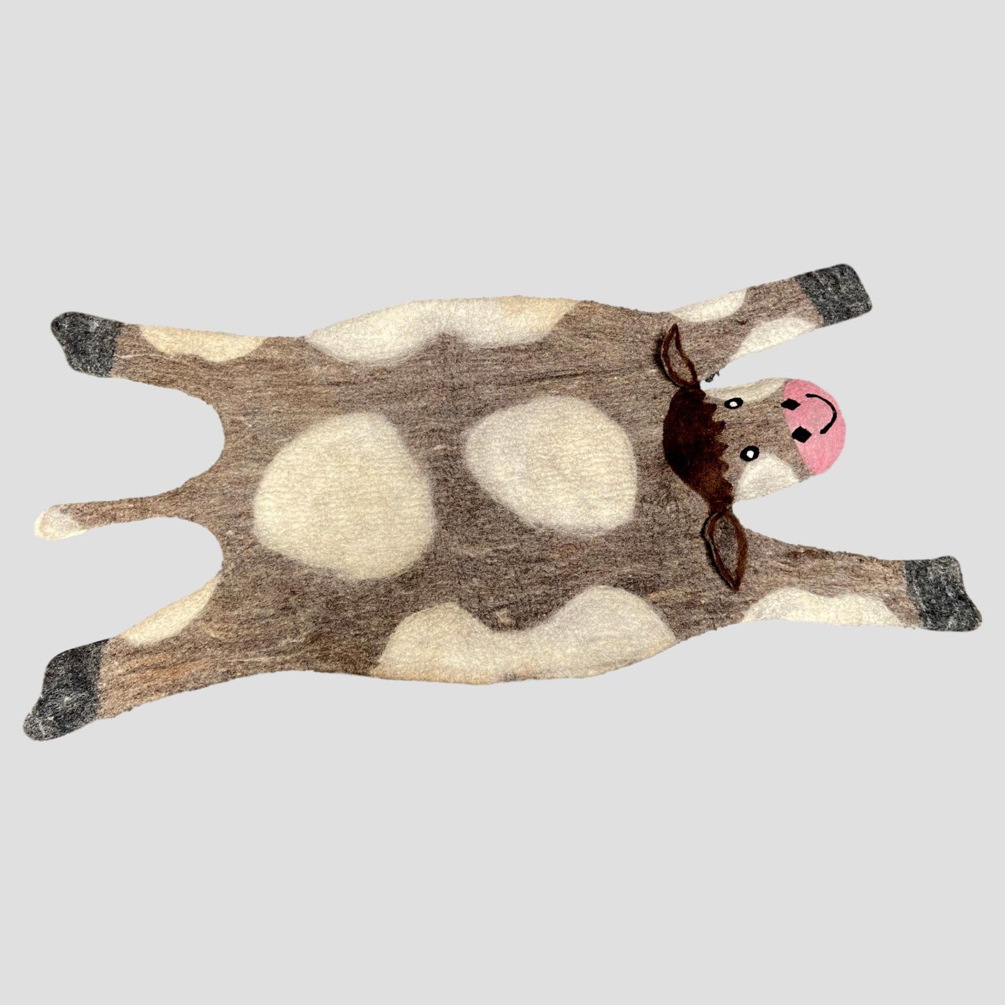 Handmade Felt Wool White Spotted Cow Mat