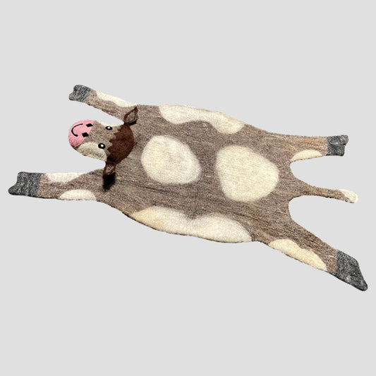 Handmade Felt Wool White Spotted Cow Mat