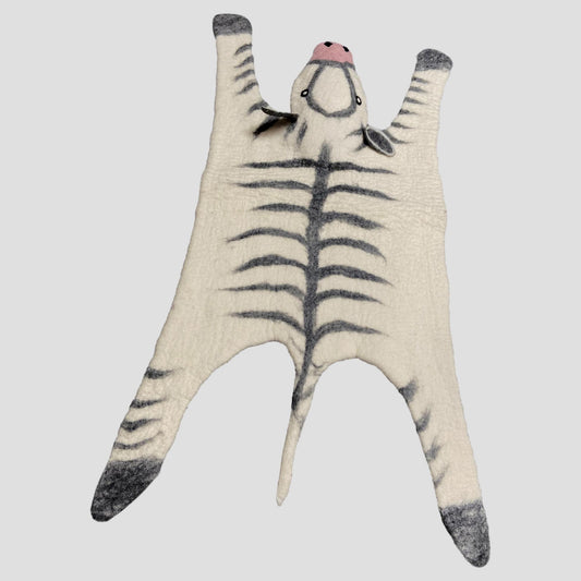 Handmade felt Black and White Cow Mat