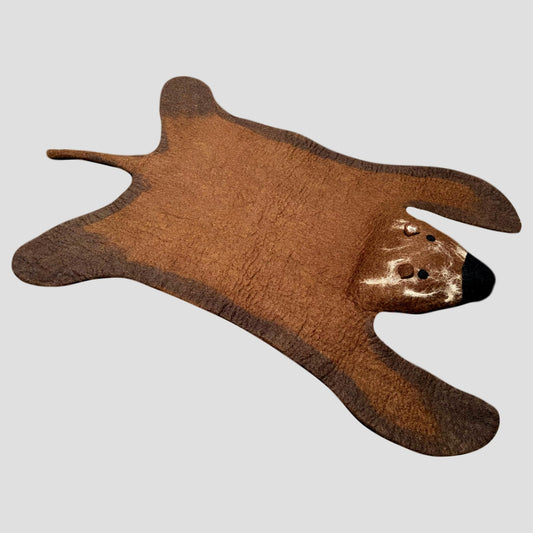 Handmade Felt Brown Bear Mat