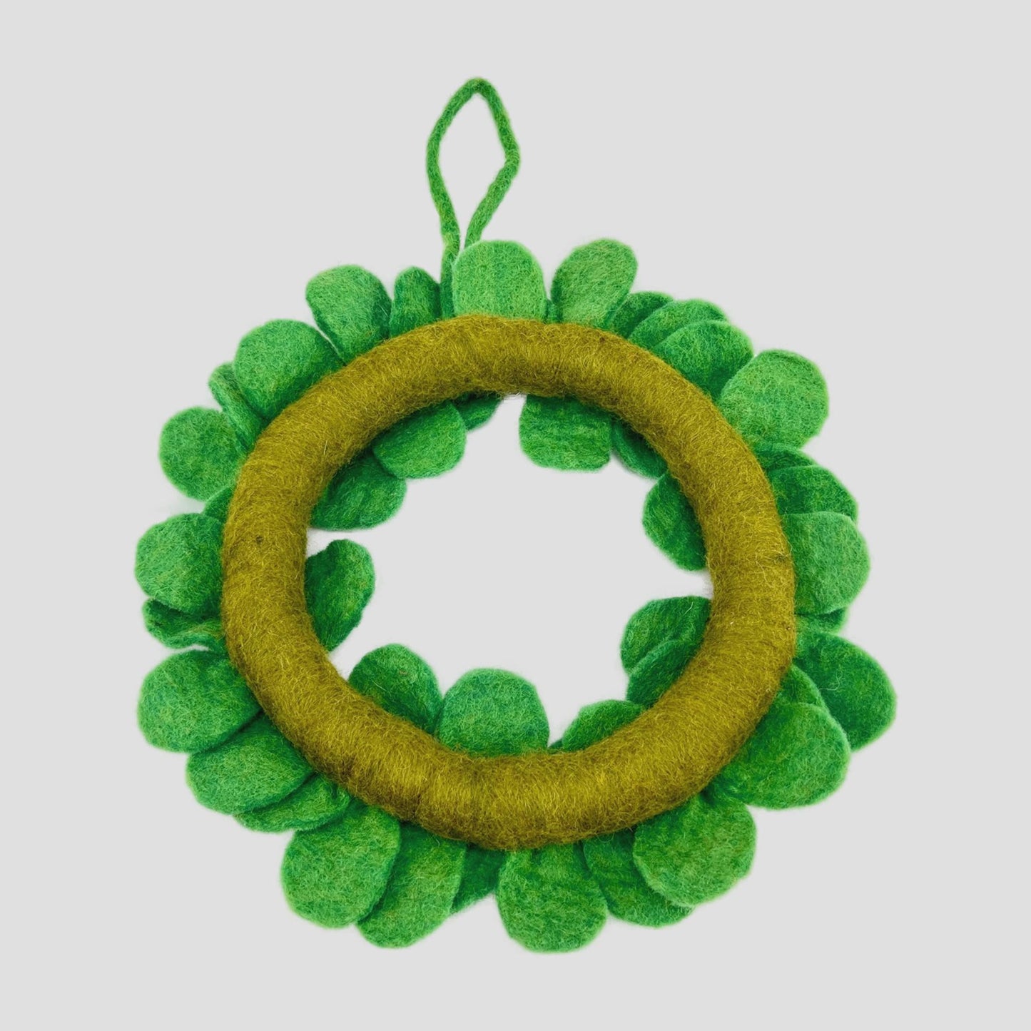 Door Hanging Green Flower Felt Wreath 13 Inches