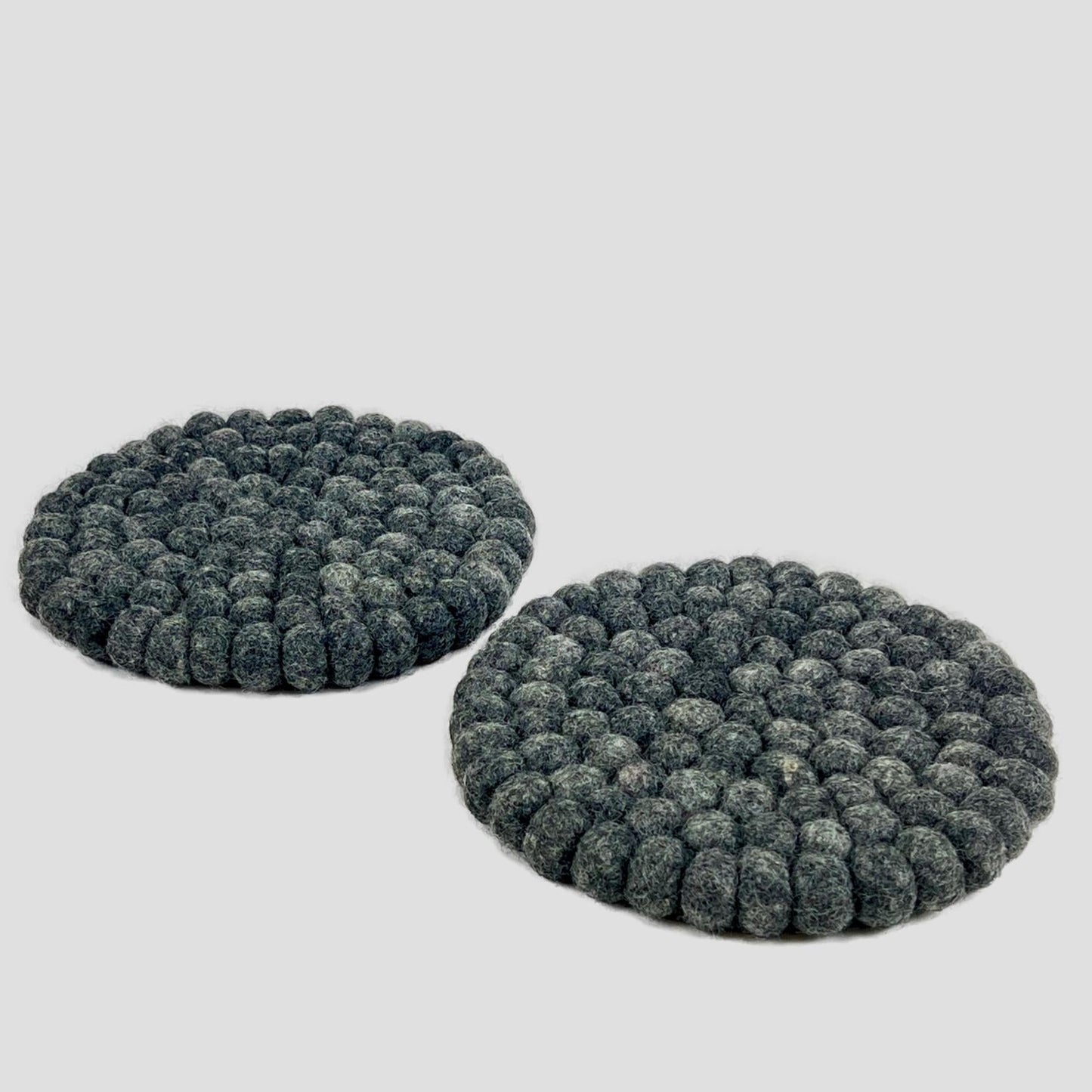 Charcoal Felted Ball Trivet-Set Of 2Pcs.