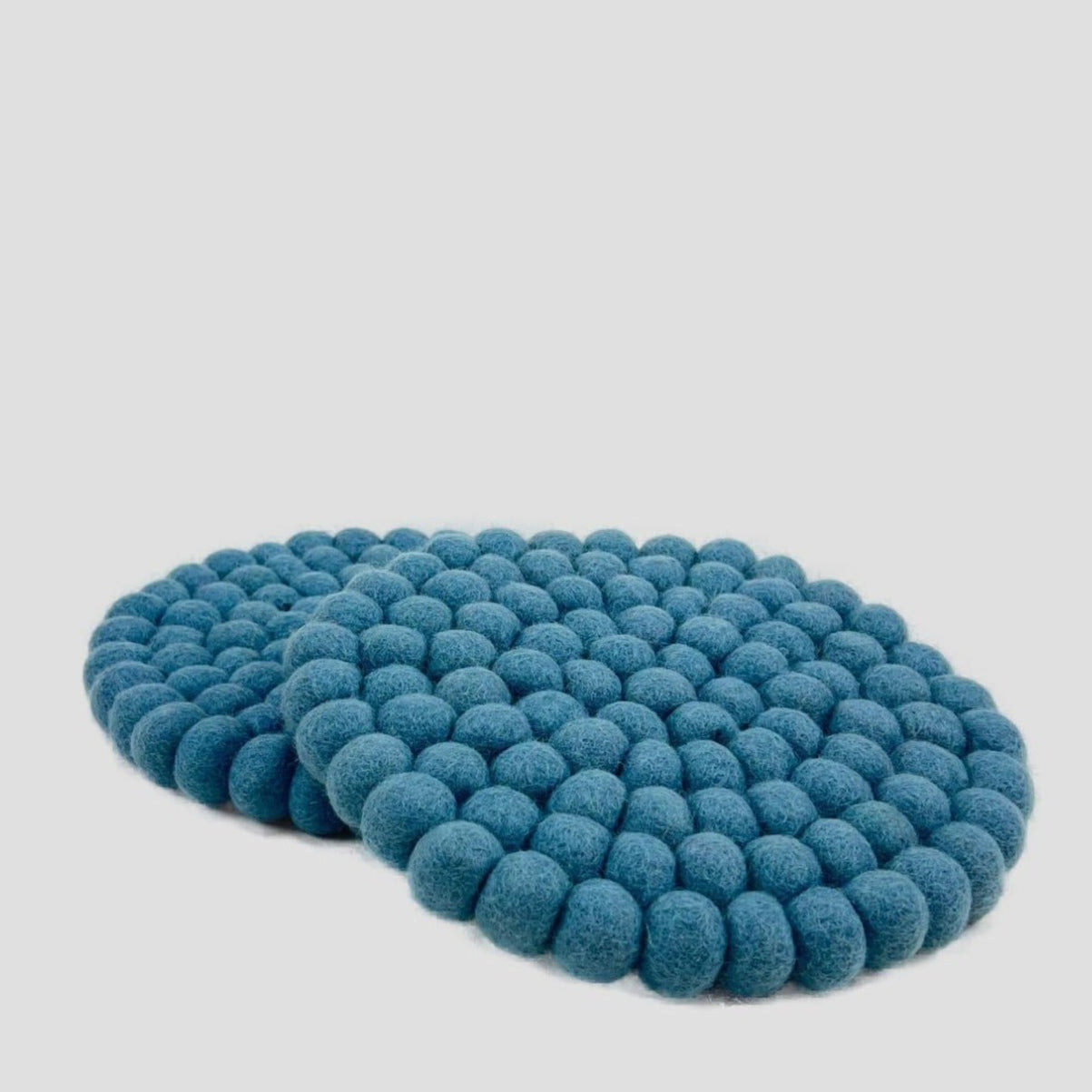 Baby Blue Felt Round Trivet, Potholder-Set Of 2Pcs.