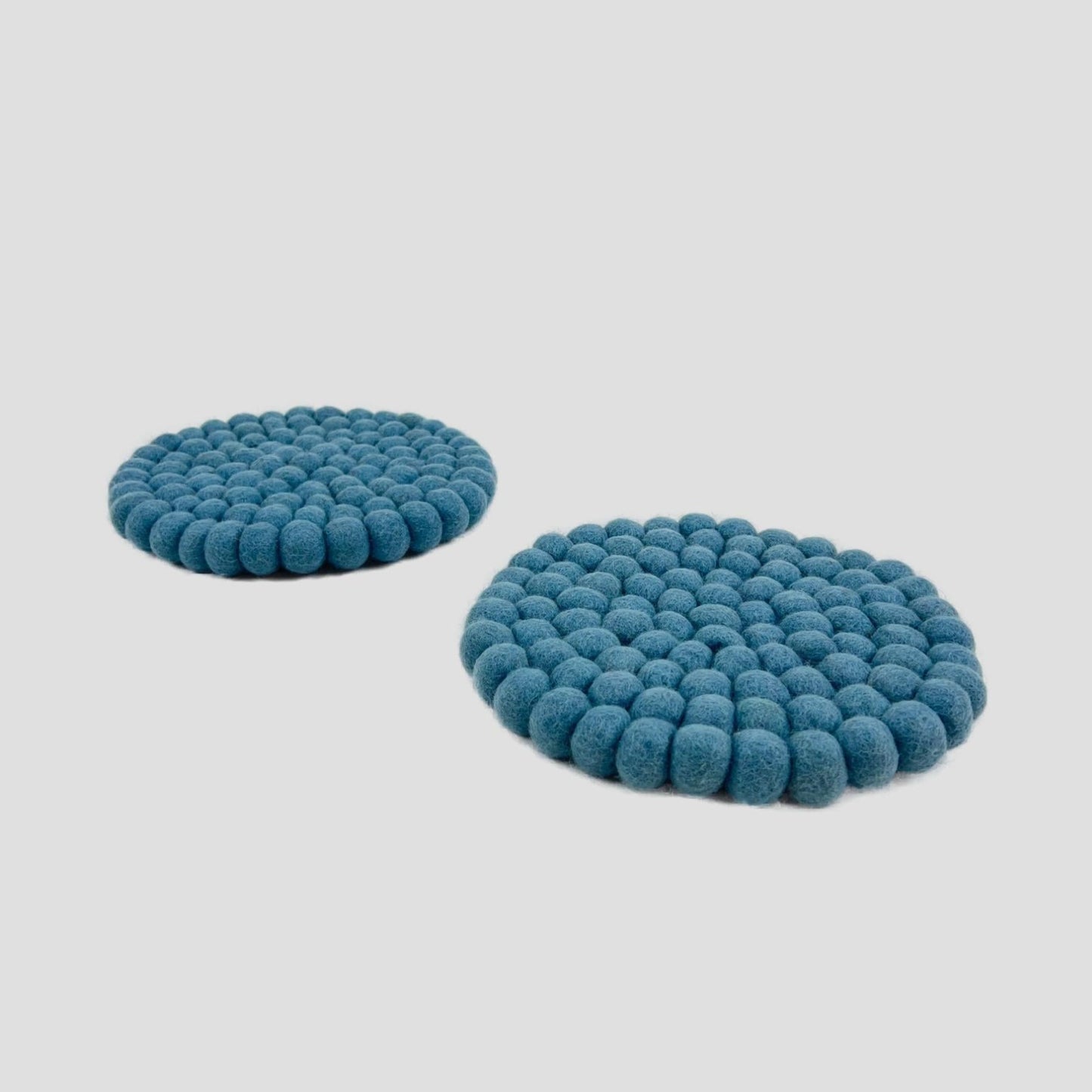 Baby Blue Felt Round Trivet, Potholder-Set Of 2Pcs.