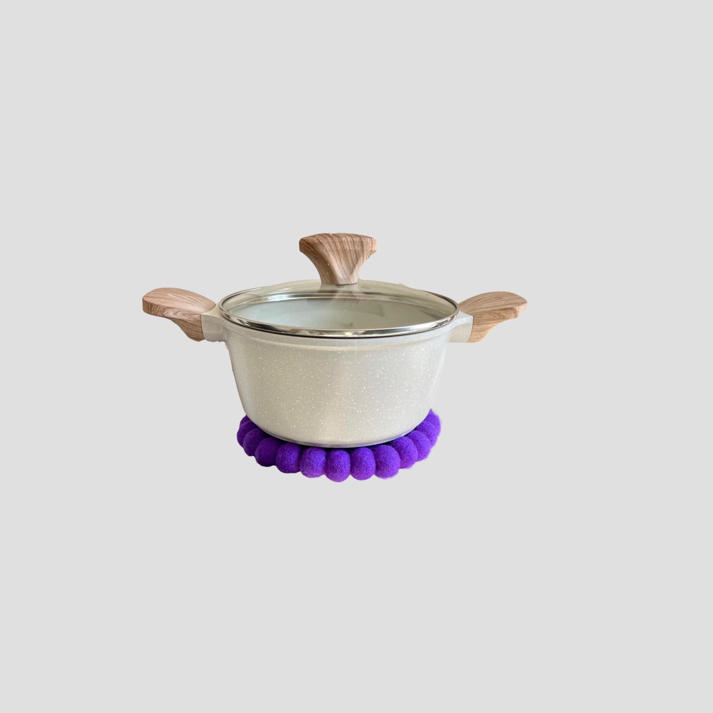 Purple Felt Ball Round Trivet