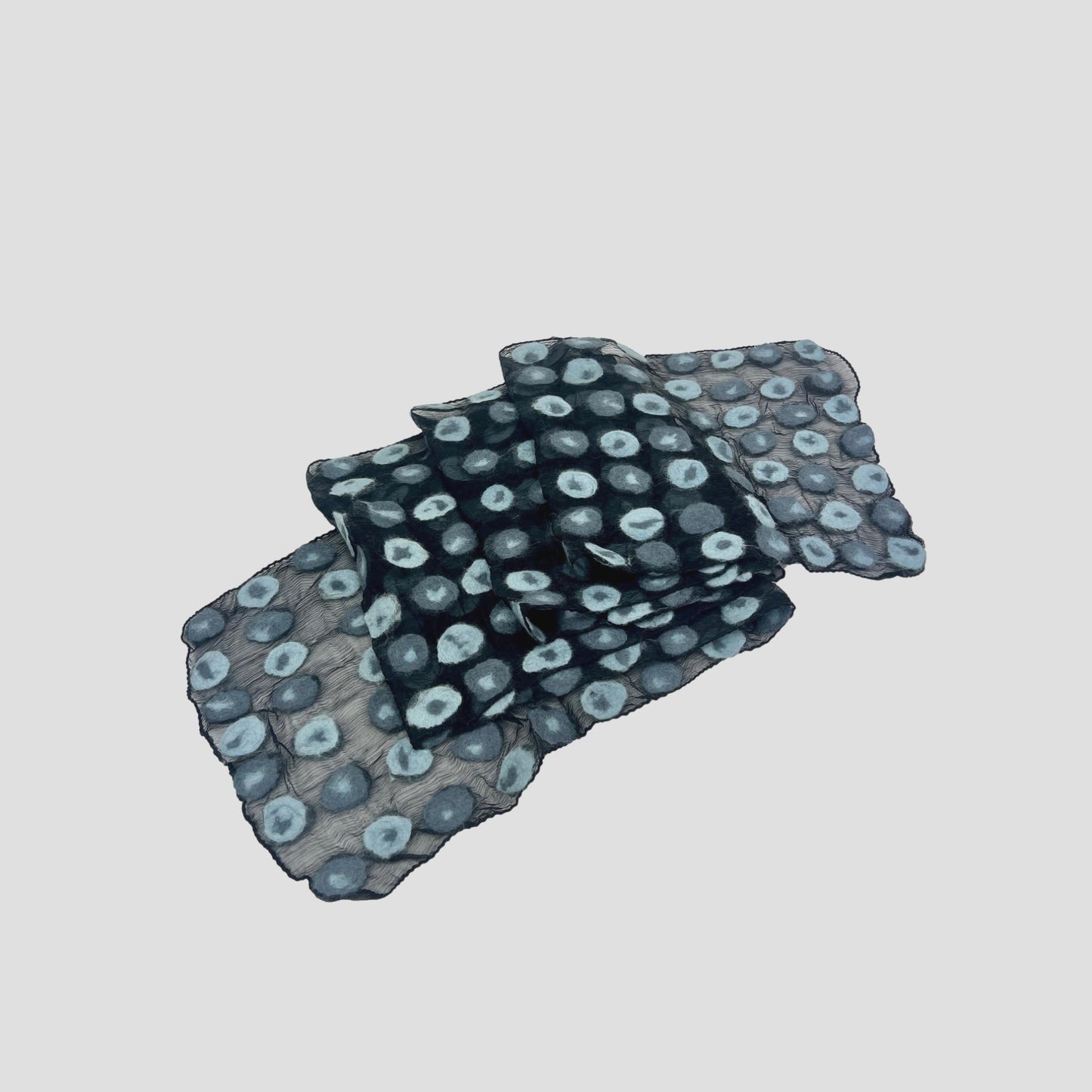 Polka Dot Black Silk & Merino Wool Felted Scarf