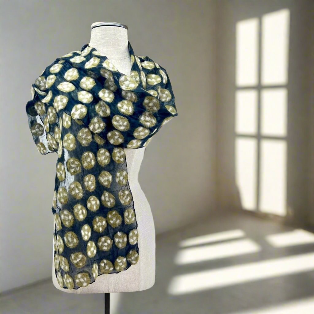 Polka Dotted Merino Wool Felt Scarf