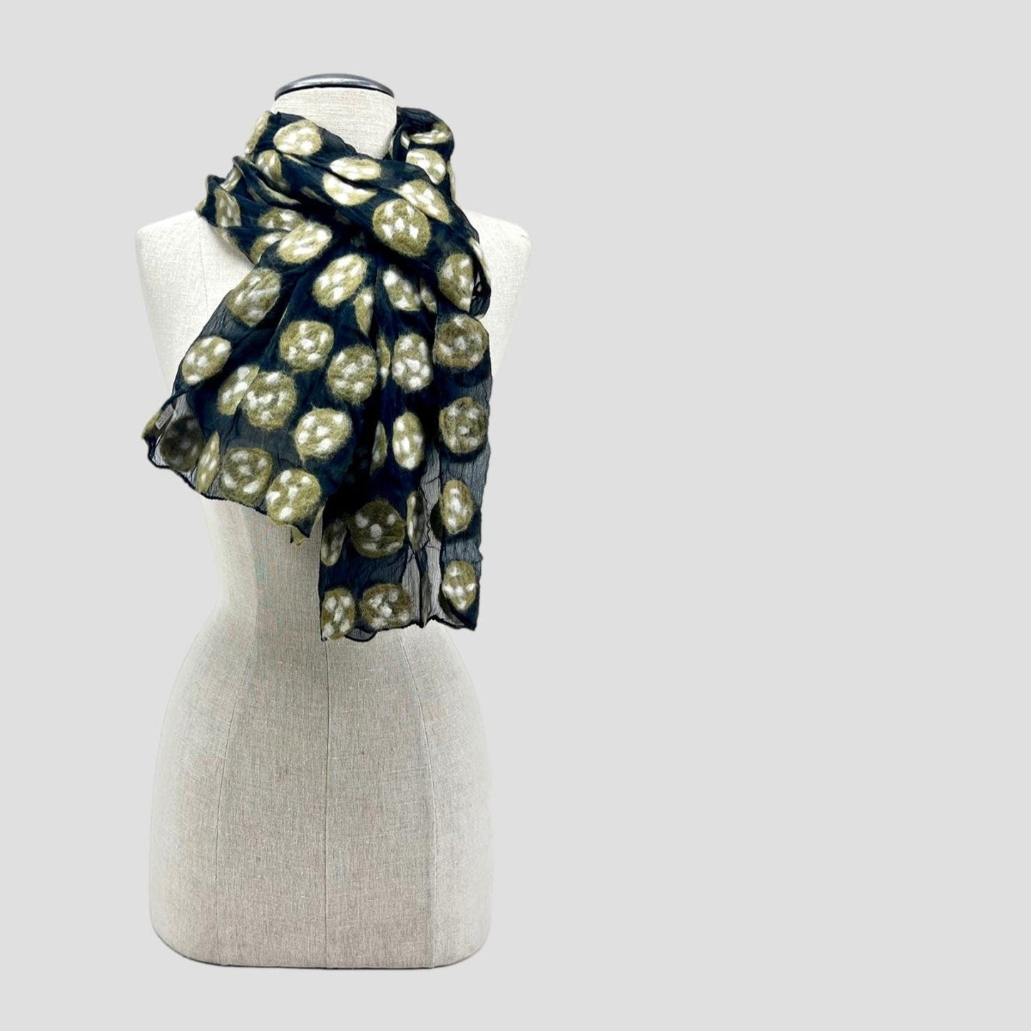 Polka Dotted Merino Wool Felt Scarf