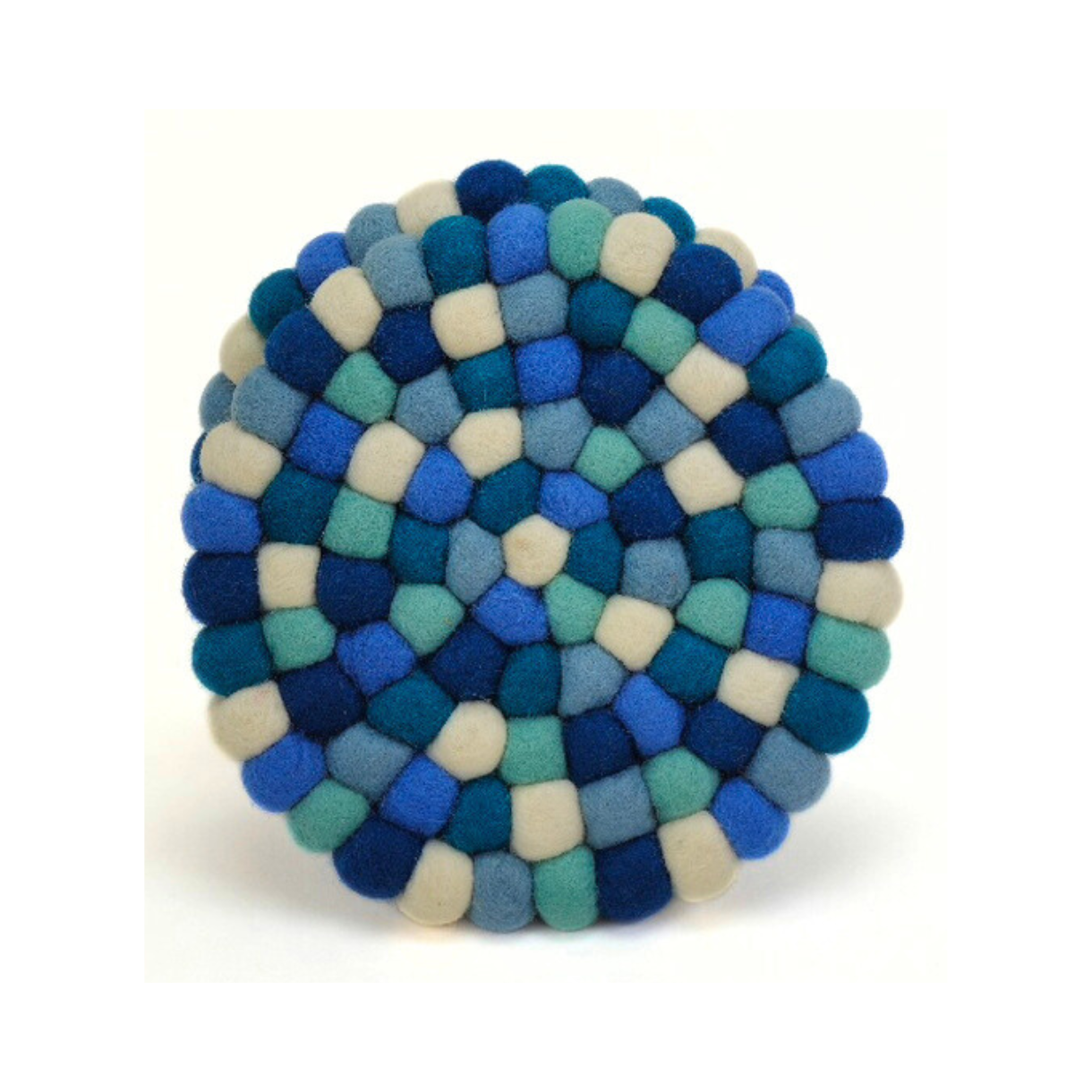 Blue and Assorted Felted Ball Trivet