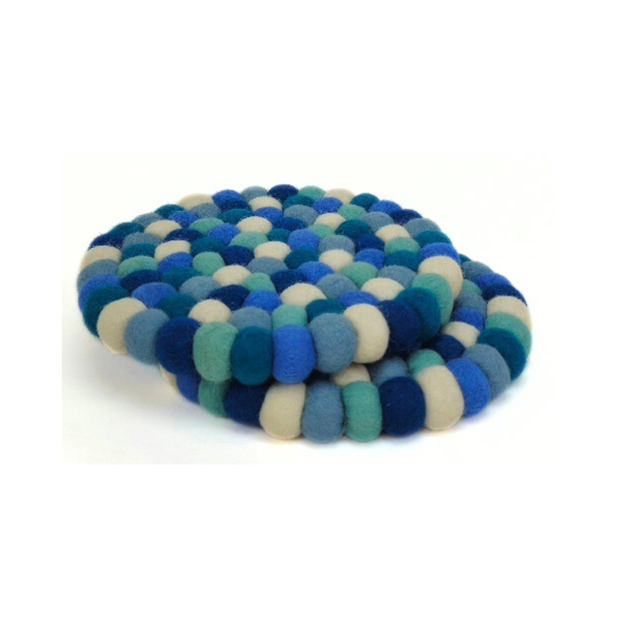 Blue and Assorted Felted Ball Trivet