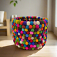 Charming Handmade Felt Pom Pom Basket – Perfect for Storage & Decor