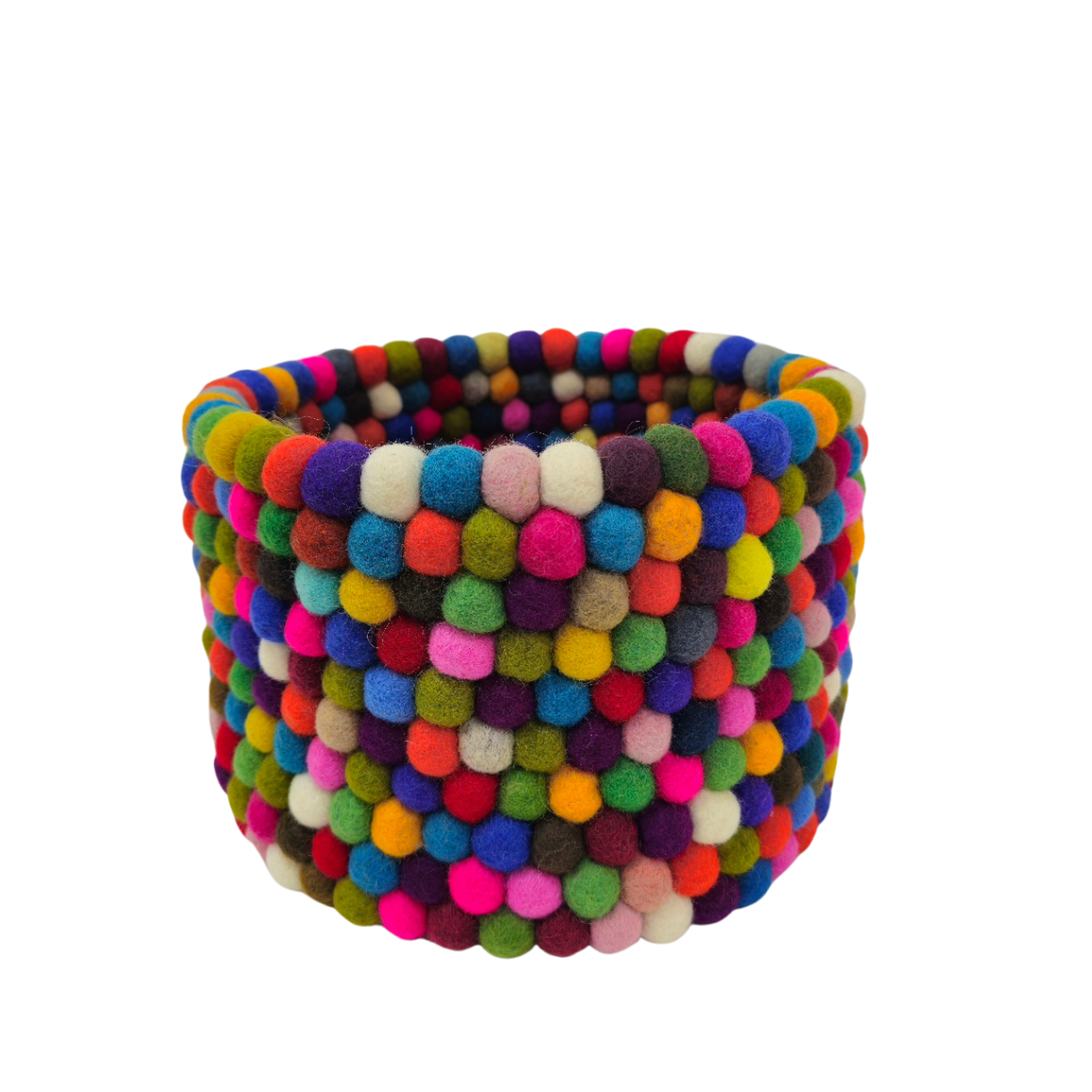 Charming Handmade Felt Pom Pom Basket – Perfect for Storage & Decor