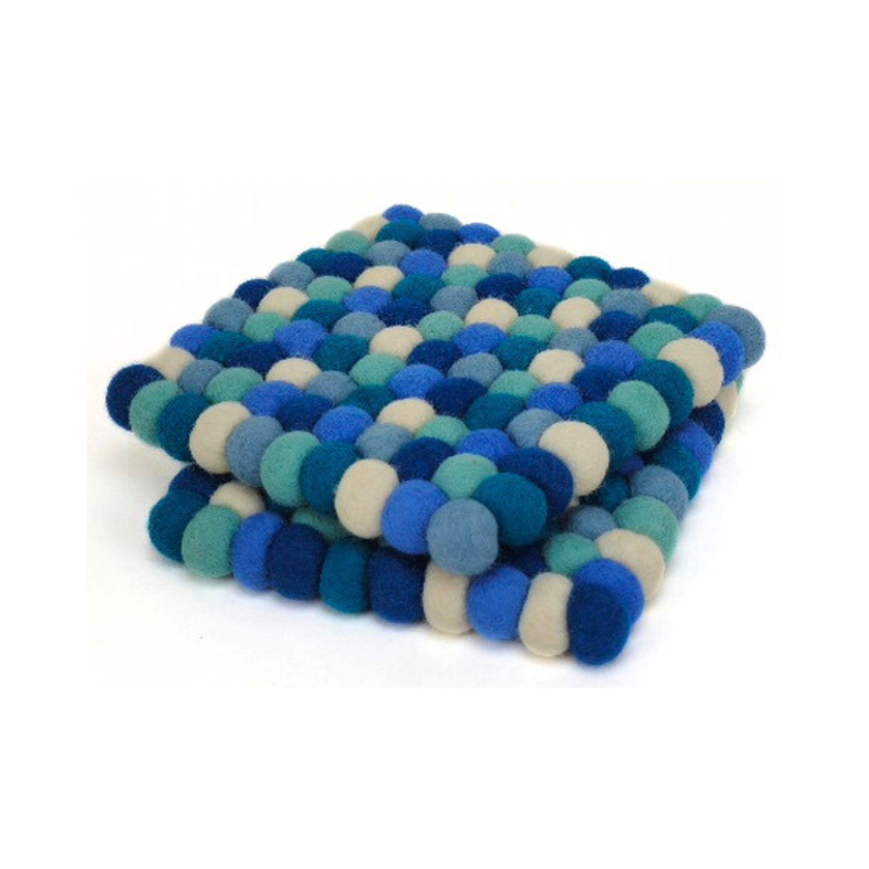 Blue and Assorted Felted Ball Trivet